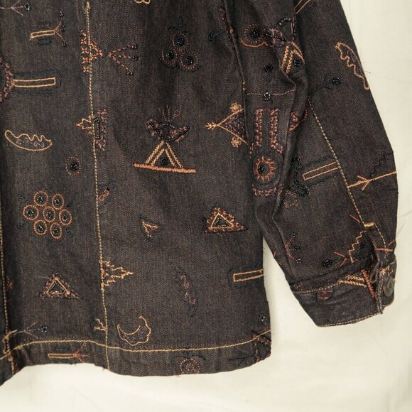 Chico’s Brown Denim Jean Jacket Anniversary Collection Silk Lined Women's Medium - Picture 11 of 13